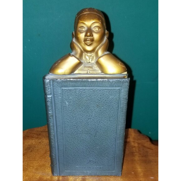 Antique 1930s Chinese Boy Bronze Single Bookend 5.25"x3.75"x2.75" - Picture 2 of 5